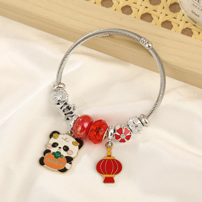 Wholesale Stainless Steel Panda Bracelet Travel Souvenir Fashion Accessory MOQ≥2