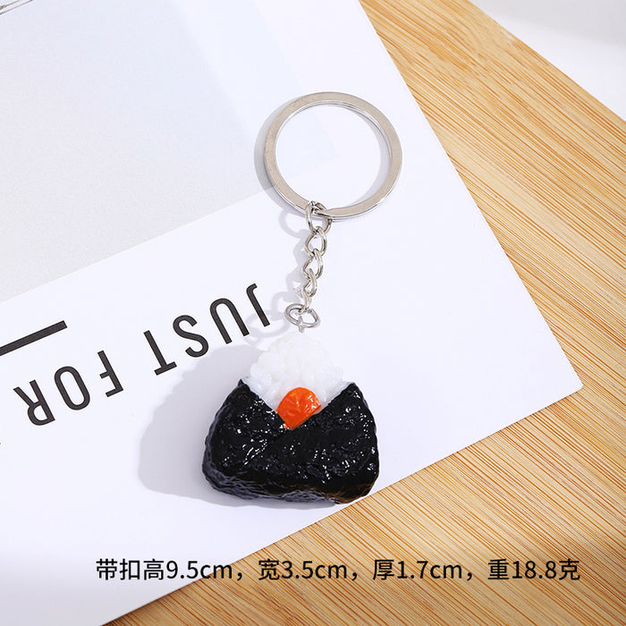 Wholesale Novelty Onigiri Sushi Keychain PVC Bag Charm Gift MOQ≥2
