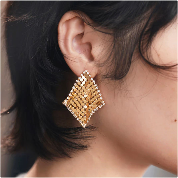 Wholesale Gold Electroplated Copper Tassel Earrings Diamond Zircon French Retro Party Chic Gift Fashion Accessory