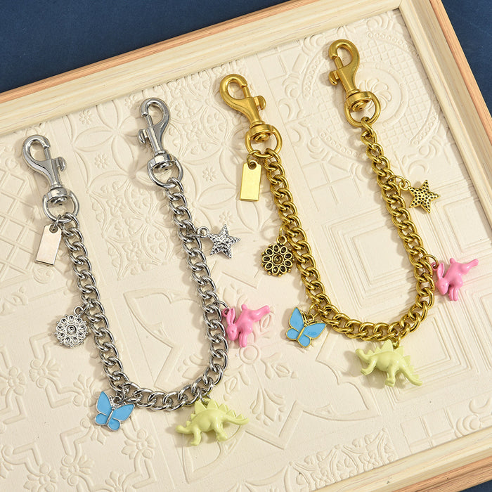 Wholesale Stylish Dinosaur Rabbit Bag Charm Chain Alloy Gold Tone Pendant Cute Animal Decorative Accent