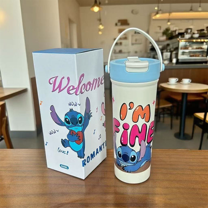 Wholesale Stainless steel thermos cup cartoon suction tube cup portable large capacity ice coffee cup