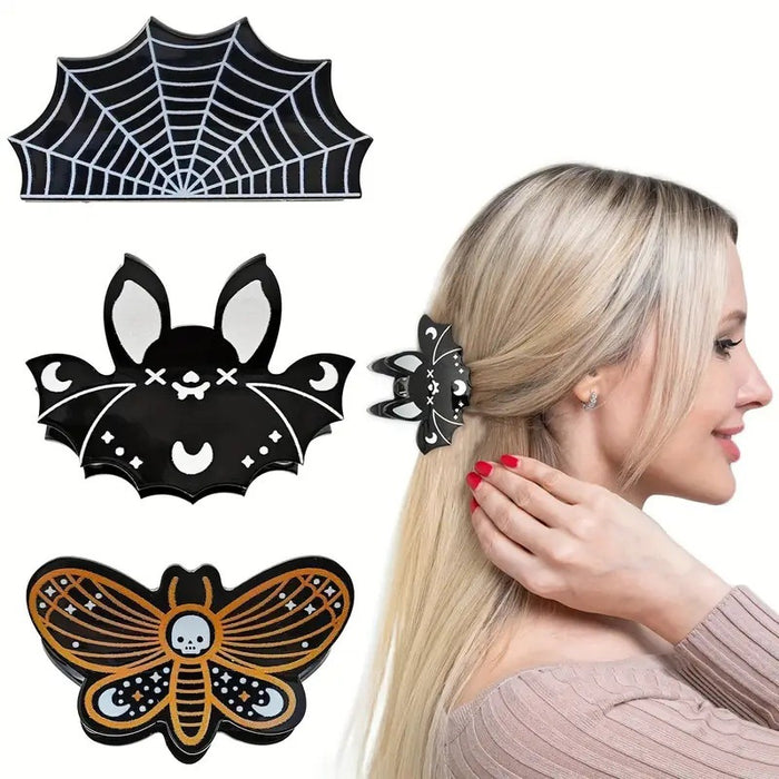 Wholesale  Grabber Pumpkin Hairpin Bat Shark Clip Butterfly Skull Ponytail Clip  Web Clip Hair Accessory