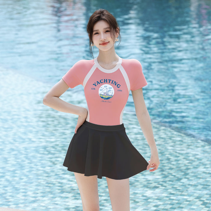 Wholesale Women's high-end one-piece swimsuit with belly covering for swimming pool training