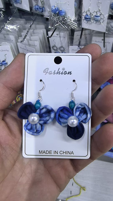 Wholesale Hand woven blue tie dye earrings