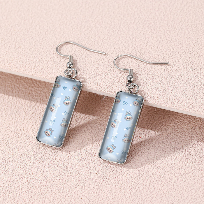 Wholesale Perimeter Earrings Rectangular Pendant Earrings Time Gem Glass Creative Earrings