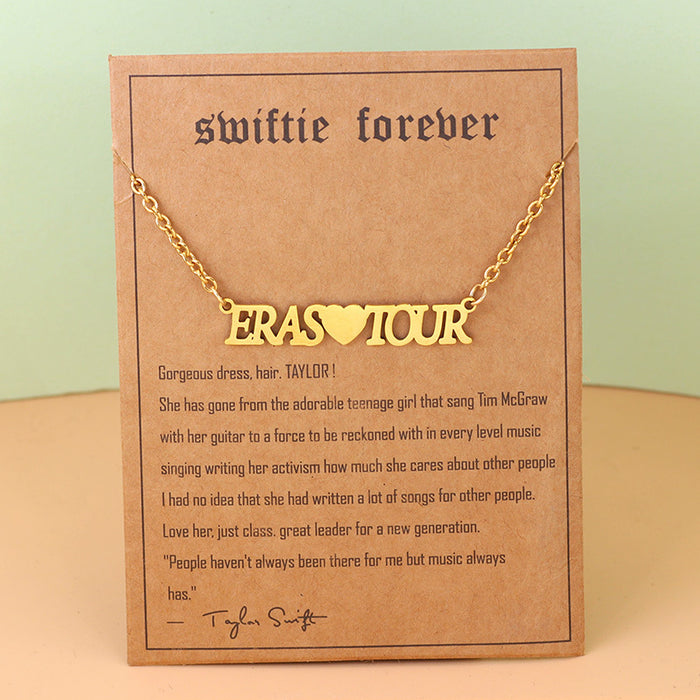 Wholesale Music necklace, stainless steel, gold letters, titanium steel pendant necklace