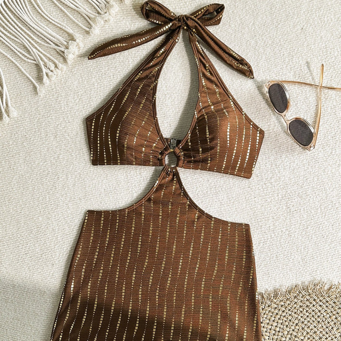 Wholesale New sexy hollowed out high-end swimsuit, durable and backless one-piece swimsuit