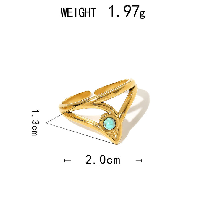 Wholesale Stainless Steel Gold Turquoise Rings