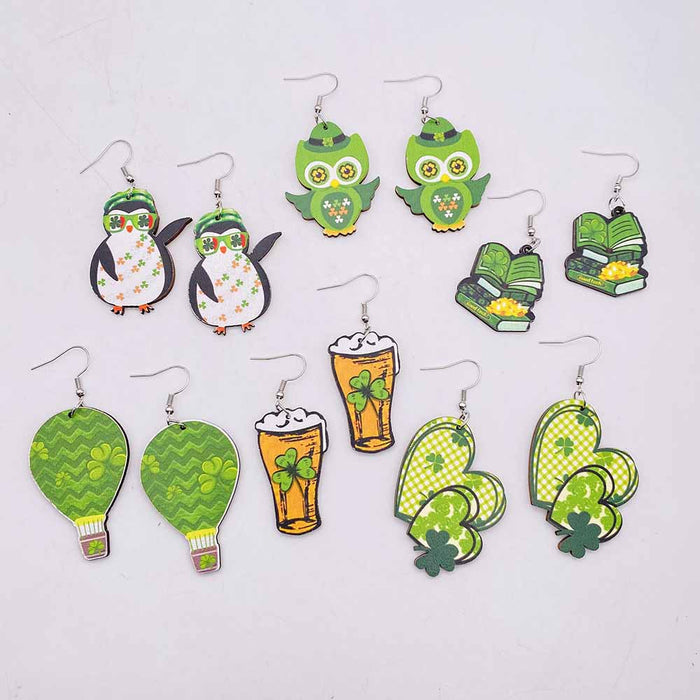 Wholesale Earrings Clover Penguin Owl Wooden Earrings Earrings JDC-ES-YaChen017