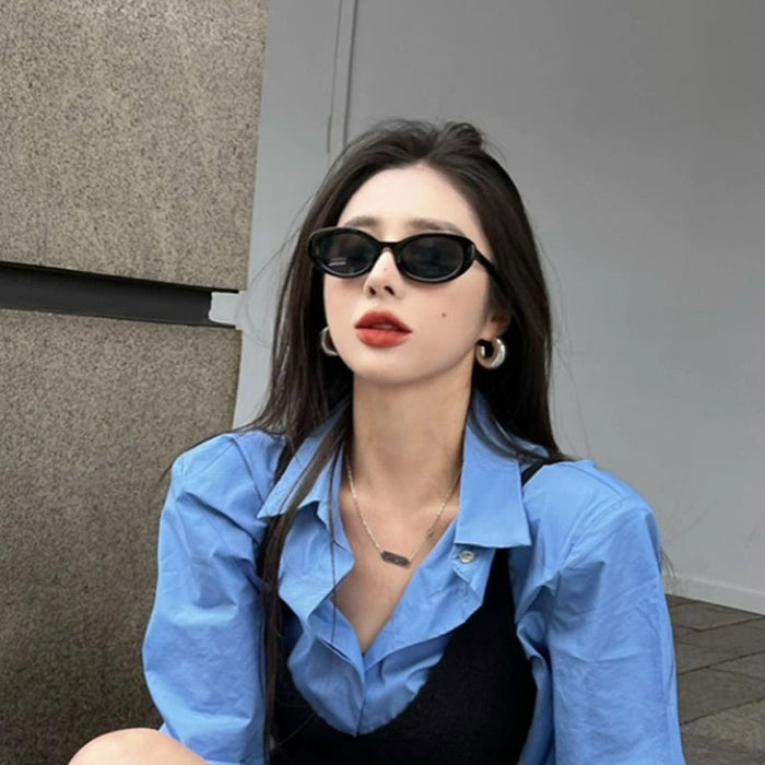 Wholesale Sunglasses high-end retro black oval new sunglasses UV resistant