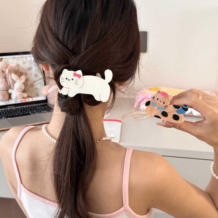 Wholesale Cartoon Cat Twist Clip Clip Women's  New Back of Head Hair Clip  Girl Ponytail One-word Clip