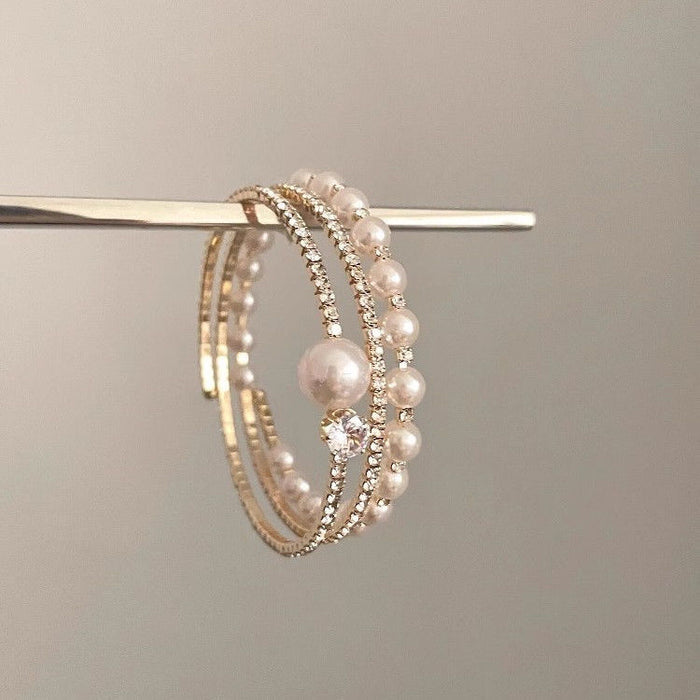 Wholesale  temperament rhinestone pearl multi-layer bracelet