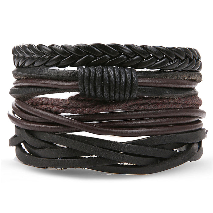 Wholesale Hollow Triangle Leather Men's Bracelet JDC-BT-HanShi005