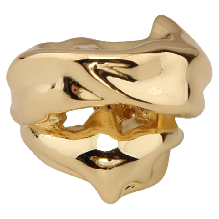 Wholesale Small niche design, personality, irregular hollow ring, light luxury, high-end feel, gold silver exaggerated ring