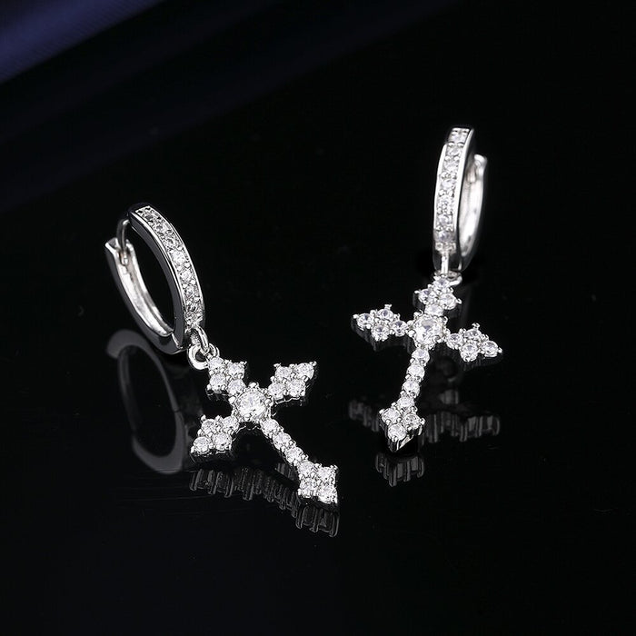 Wholesale cross zircon hoop earrings