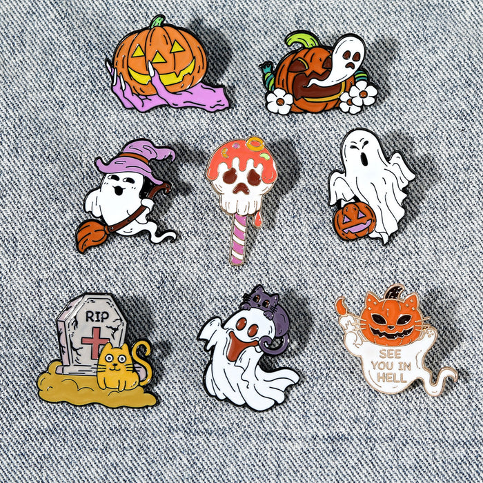 Wholesale Alloy Enamel Ghost Brooch Set Trendy Unisex Fashion Accessory