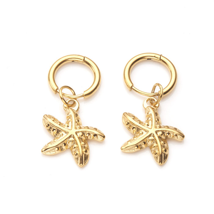 Wholesale jewel stainless steel starfish pendant earrings geometric