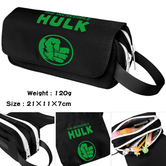 Wholesale Cartoon Canvas Pencil Case Double Layer Large Capacity Waterproof With Handle For Students