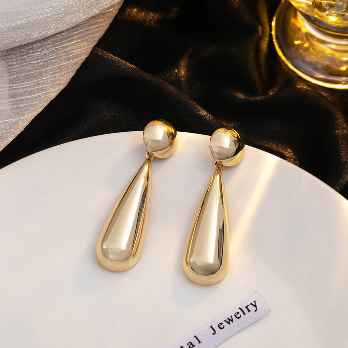 Wholesale Simple Metal Scenery Surface Water Drop Oval Earrings Exaggerated Distinctive Geometric Round Earrings