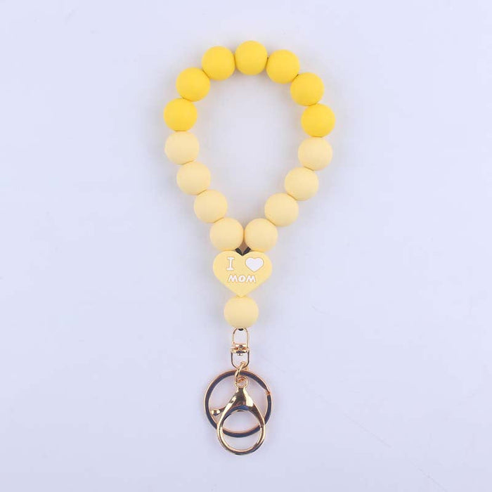 Wholesale Cartoon Double Sided Love Silicone Beaded Wrist Keychain JDC-KC-GuangTian011