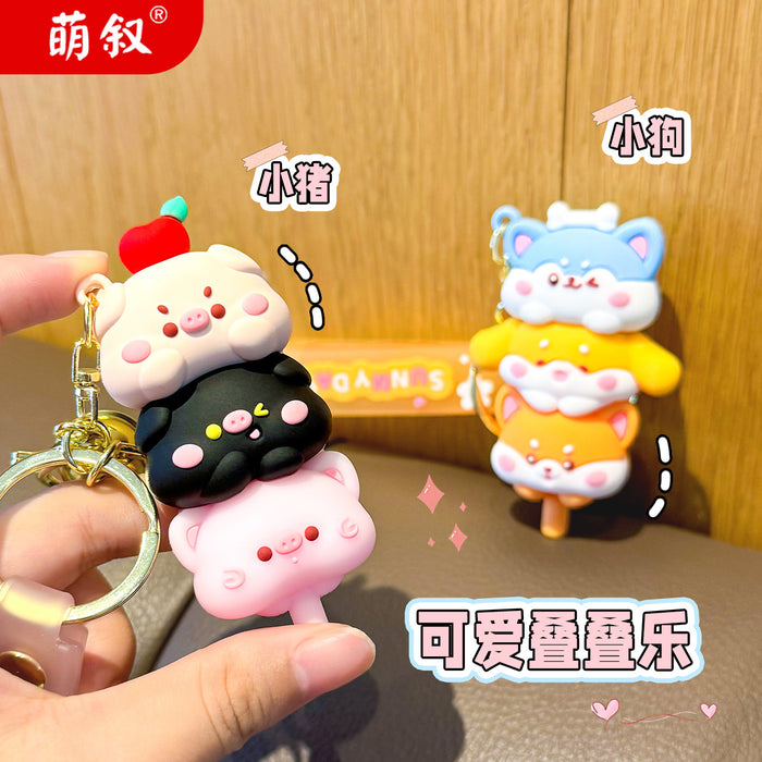 Wholesale Cute Small Animal Stack Cartoon Dog Doll Keychain