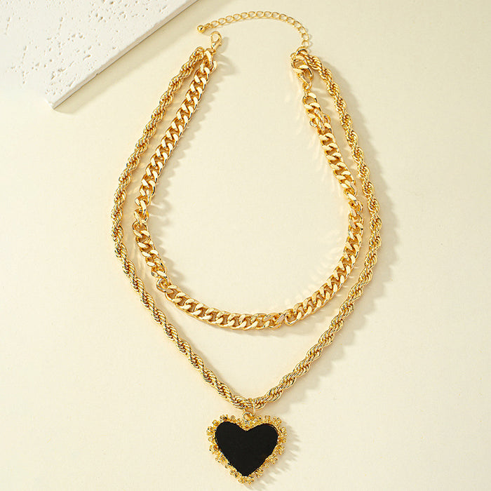 Wholesale Double Layer Heart Shaped Alloy Necklace JDC-NE-WeiY007