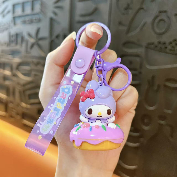 Wholesale Electroplated Cute Donut Keychain