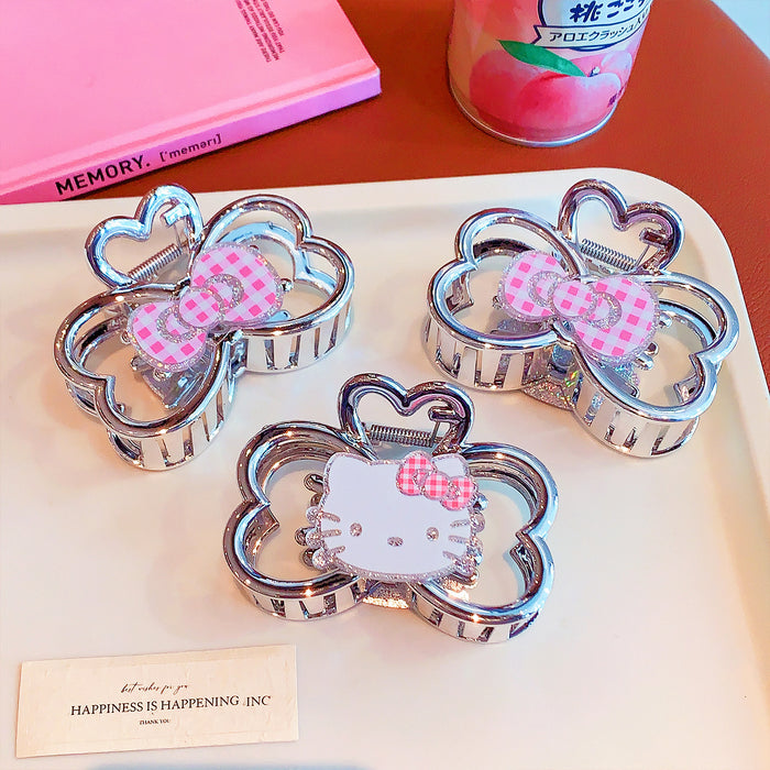 Wholesale Cat Double-Sided Claw Clip  Silver Bow Shark Clip