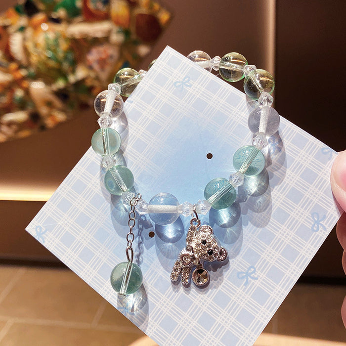 Wholesale Blue Diamond Studded Bear Bracelet Imitation Crystal Fashion Jewelry Accessory MOQ≥3