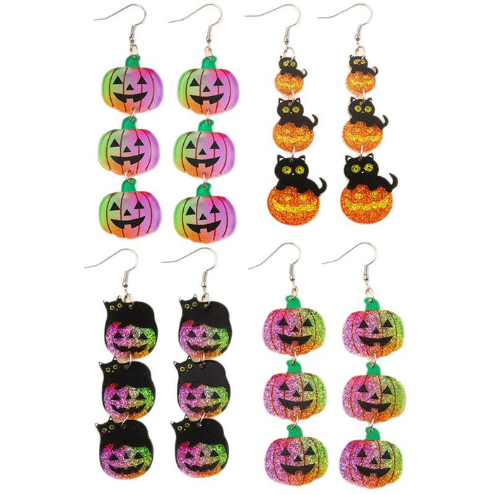 Wholesale  Earrings Shiny Contrasting Color Long Pumpkin Acrylic Earrings Party Personalized Earrings
