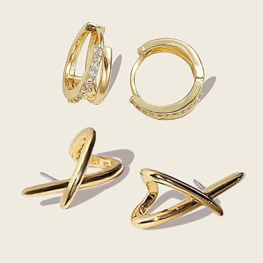 Wholesale Brass electroplating popular geometric earrings cross personality fashion new product versatile three-dimensional jewelry earrings