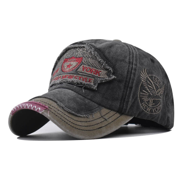 Wholesale Washed old embroidered baseball cap, outdoor five pointed star duckbill cap