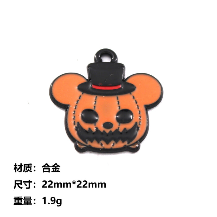 Wholesale 10pcs  Funny Skull Pumpkin Cartoon Accessories Alloy Oil Dropping Pendant Earrings Keychain