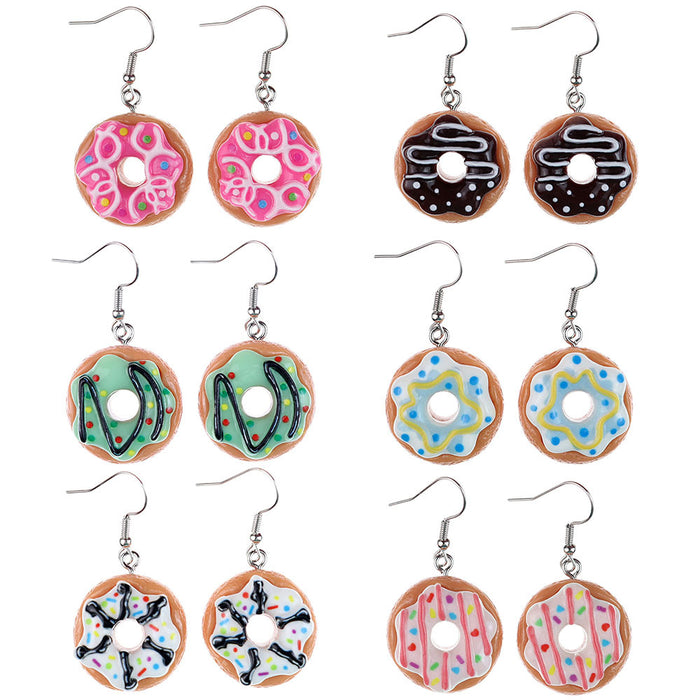 Wholesale Cartoon Chocolate Donut Resin Earrings JDC-ES-niqing026