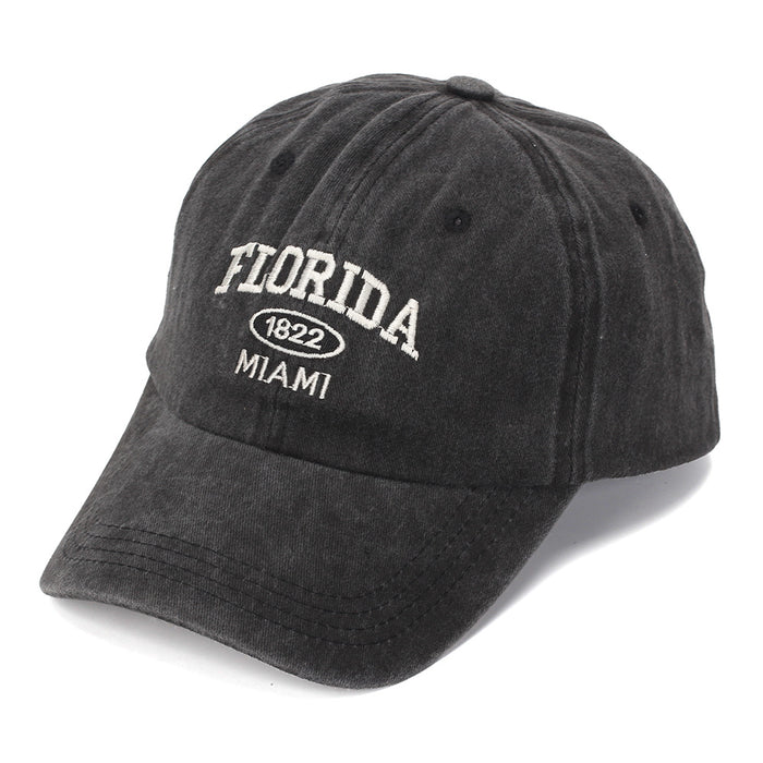 Wholesale Vintage Washed Cotton Baseball Cap with English Letter Embroidery Light Gray Sun Protection Hat