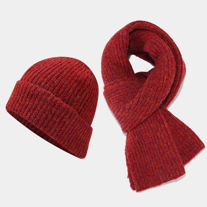 Wholesale Winter Two-Tone Striped Thick Fashionhat and f Set