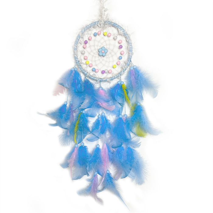 Wholesale Handwoven Dreamcatcher Hanging Decoration Cream Pink Floral Kids Room Home Decor MOQ≥2