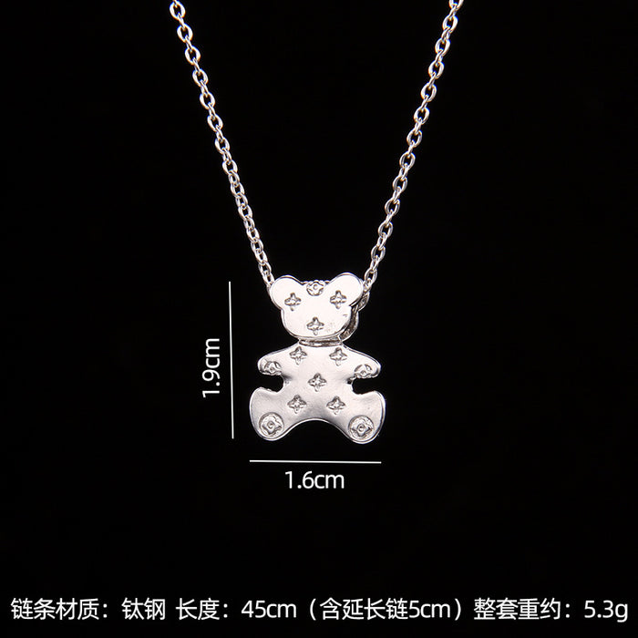 Wholesale fashion zircon love bear pendant small necklace
