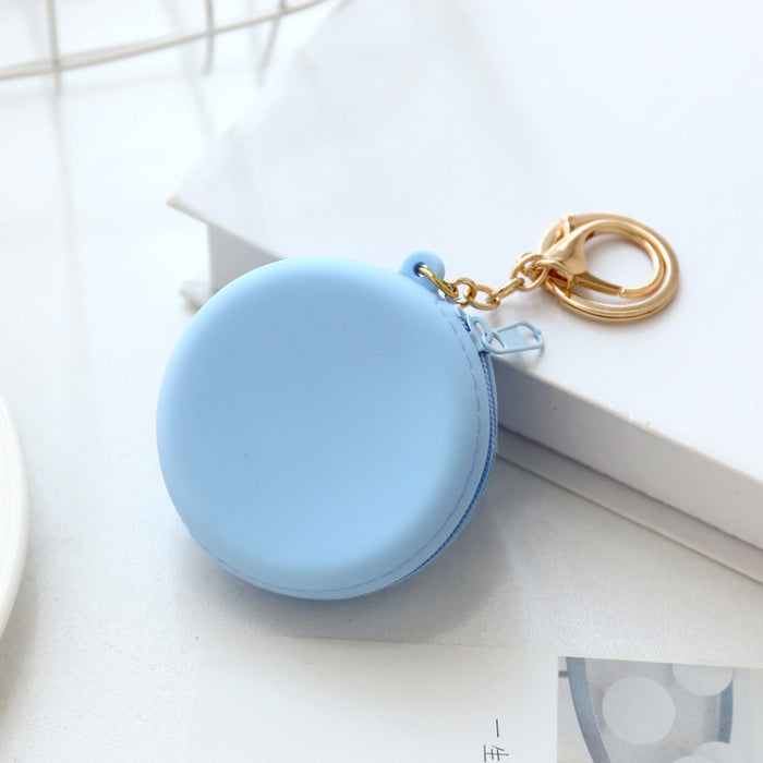 Wholesale Cartoon round silicone coin purse cute coin data cable storage bag girls bag pendant access control key bag