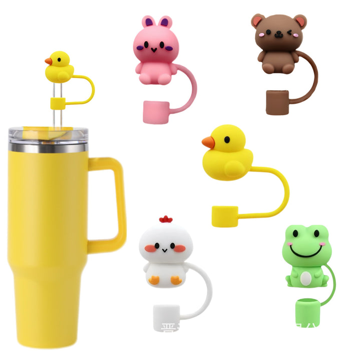 Wholesale Cute animal 3D straw cap, water cup straw cover, dustproof straw decorative cap, reusable straw stopper