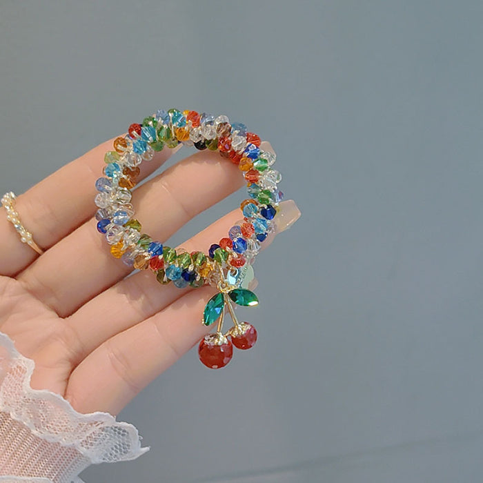 Wholesale Rhinestone Hair Rope Women's Bracelet Dual-purpose Peyponytail Rubber Tendon Beaded Headwear