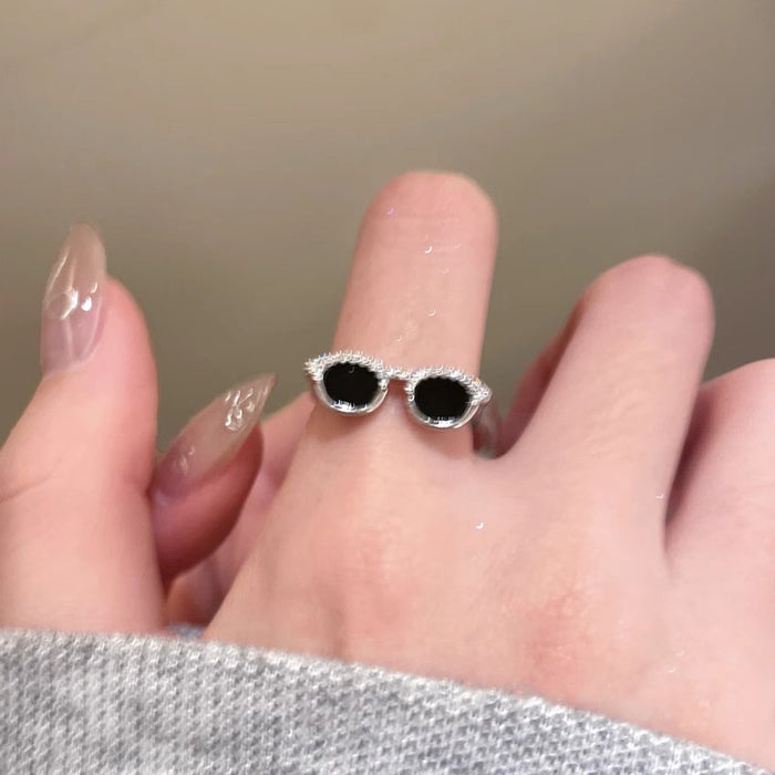 Wholesale Mini Finger Glasses Ring  Opening  Adjustable Index Finger Ring   Couple Ring
