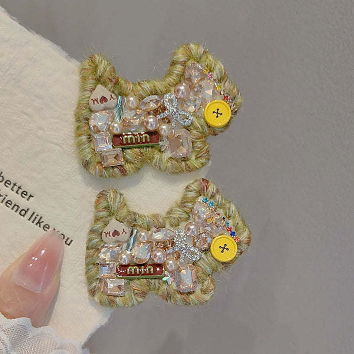 Wholesale Rhinestone Puppy Wool Hair Clips