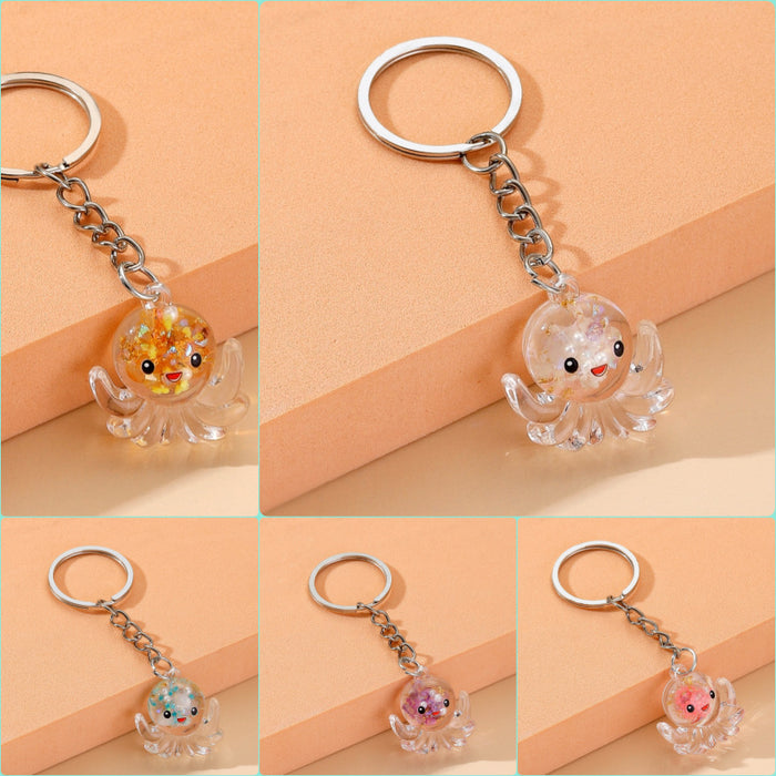 Wholesale Resin Transparent Luminous Octopus Keychain JDC-KC-RongRui035