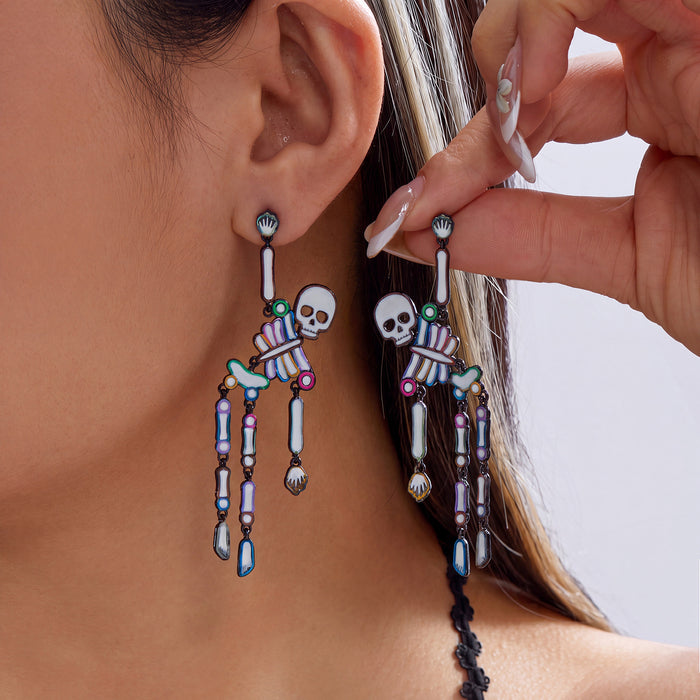 Wholesale Skeleton Skull Earrings Alloy Silver Plated Fashion Accessory