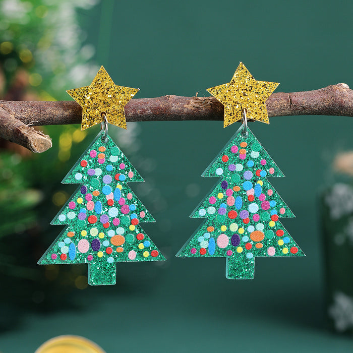 Wholesale Christmas tree earrings love acrylic earrings