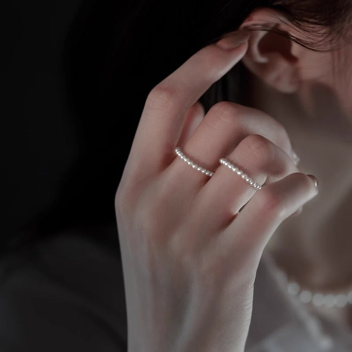 Wholesale Retro high-end sensory ring, small pearl ring, female niche, unique, light luxury index finger ring