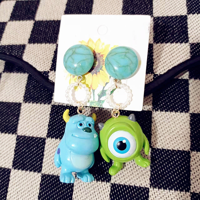 Wholesale Cartoon Monster Big Eyes Asymmetric Earrings JDC-ES-Xingj051