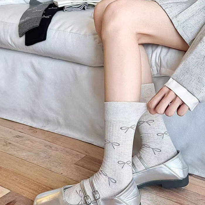 Wholesale Ballet style bow socks, mid length socks, personalized and sweet socks