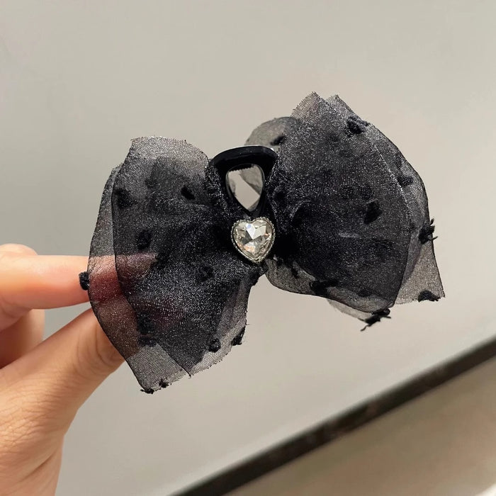 Wholesale Simple chiffon organza clip, fashionable lace polka dot hair clip, hair accessory